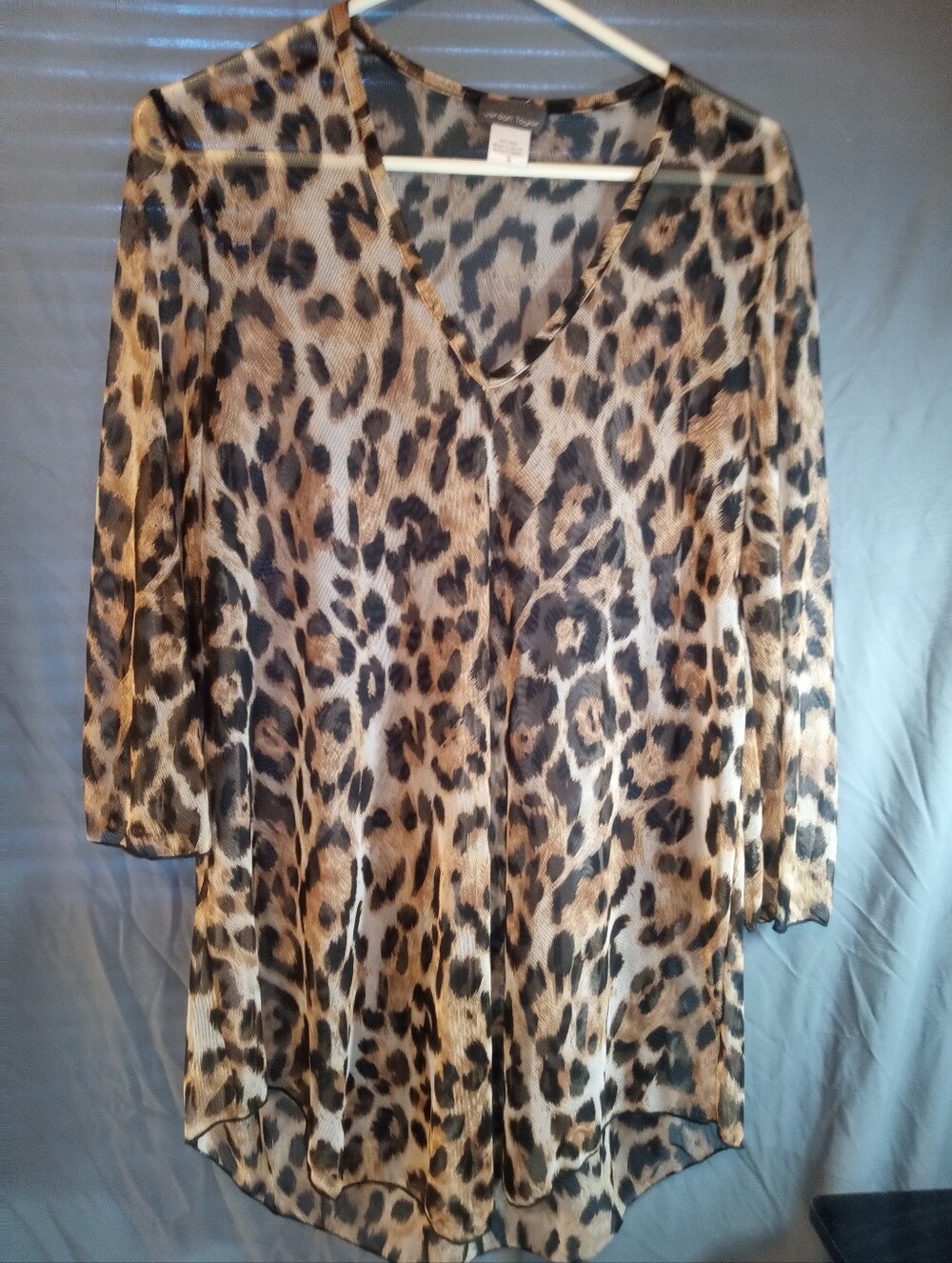 Jordan Taylor Leopard Print V-Neck Women’s Tunic Top - Brown